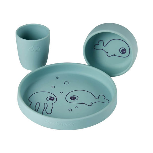 Silikon Geschirrset "Sea Friends" Blau