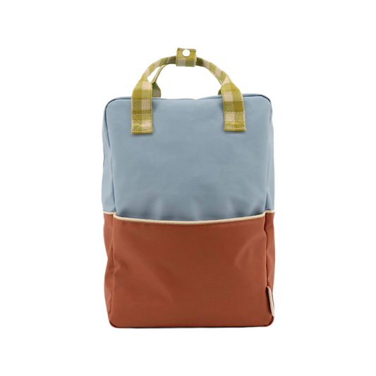 Großer Rucksack Colourblocking | blue berry + willow brown + pear green