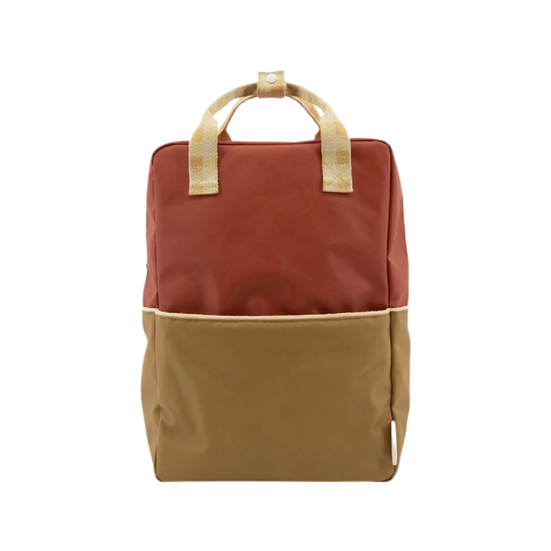 Großer Rucksack Colourblocking | fig brown + apple tree + vanilla sorbet