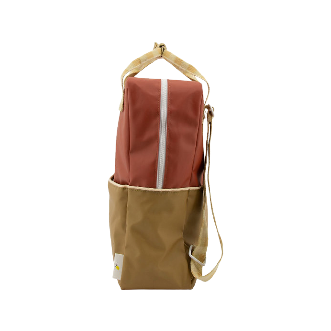 Großer Rucksack Colourblocking | fig brown + apple tree + vanilla sorbet