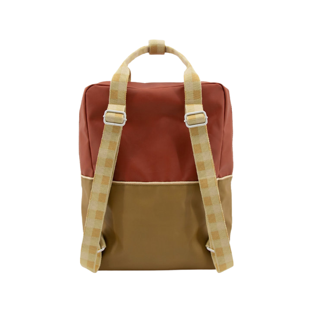 Großer Rucksack Colourblocking | fig brown + apple tree + vanilla sorbet