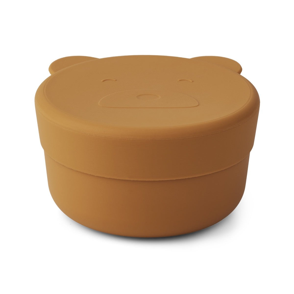 Liewood Silikon Snackbox "Carrie" Bär mustard Ø 8,3 x H 4,6 cm