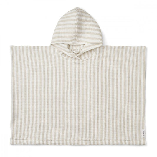 Badeponcho "Paco" in Y/D stripes Crisp White - Sandy, Gr. 1 - 6 Jahre