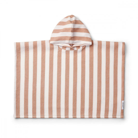 Liewood Badeponcho "Paco" in Y/D stripes White - Tuscany Rose, Gr. 1 - 6 Jahre